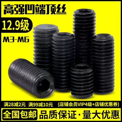 12 9 grade concave end fastening hexagon socket screw machine meter screw top wire headless screw M3M4M5M6