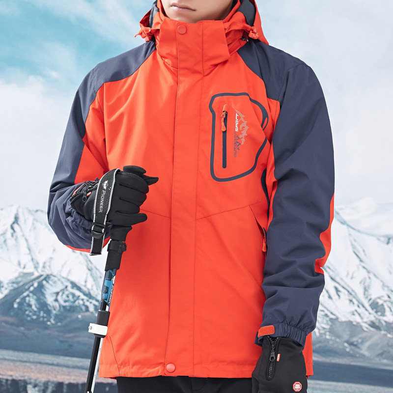 Winter outdoor couple's jacket detachable three-in-one plus velvet thickening windproof waterproof men's and women's cold-proof mountaineering clothing