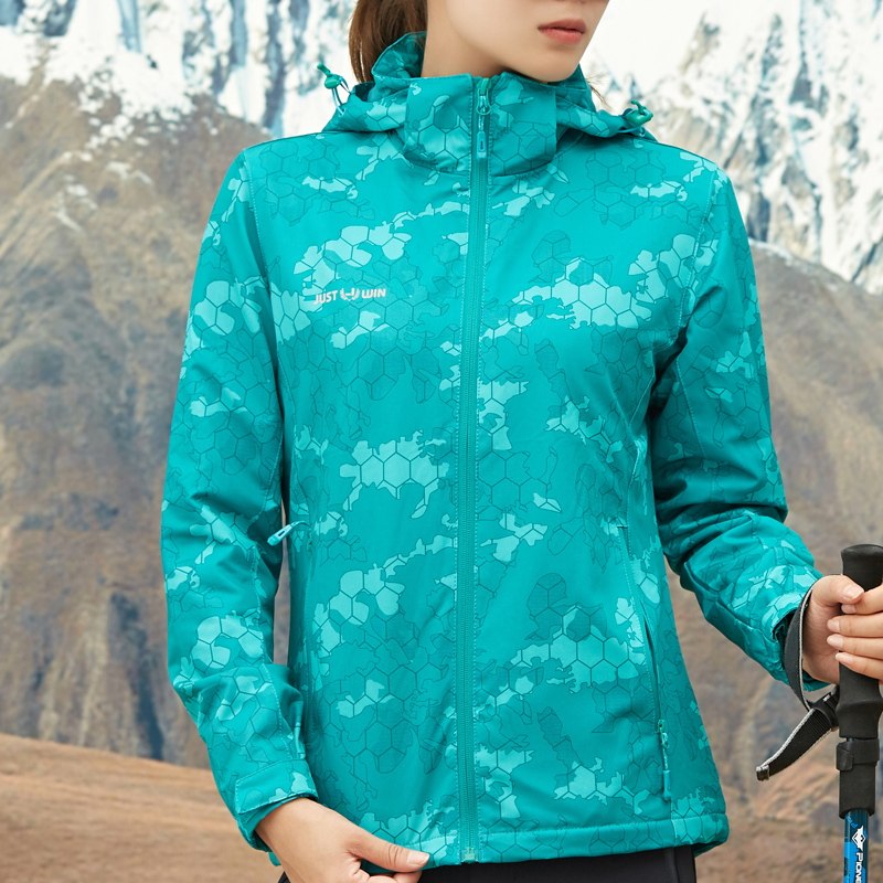 Spring Autumn Outdoor Submachine Clothing Camouflay Printed Windproof Waterproof Jacket Cardiovert Woman Double thin section hiking Climbing Clothing