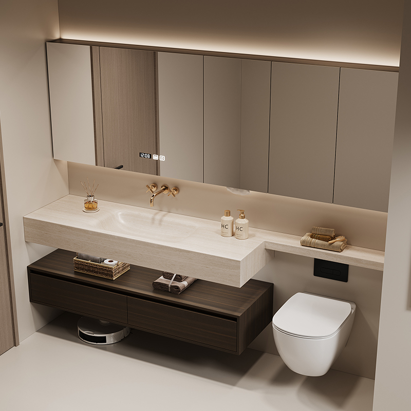 Sintered Stone Integrated Basin Bathroom Cabinet Washstand Toilet Extension Washbasin Sink Bathroom Washbasin Cabinet Set Sintered Stone Integrated Basin Bathroom Cabinet Washstand Toilet Extension Washbasin Sink Bathroom Washbasin Cabinet Set