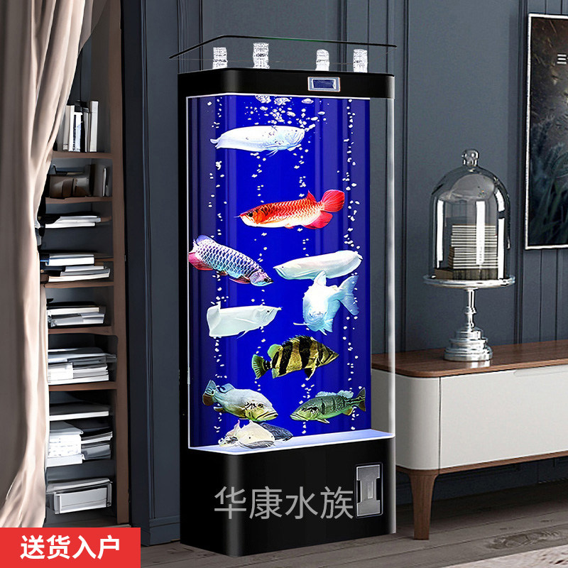 2024 new net red fish tank living room TV cabinet next to floor square aquarium back filter Home Gold Fish Tank