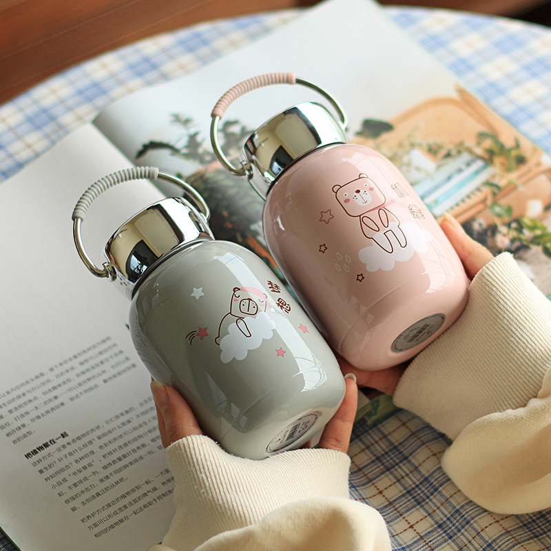 Cute mini thermos cup for ladies, students, children, super cute girl, water cup, ins, high-value, big belly cup, small