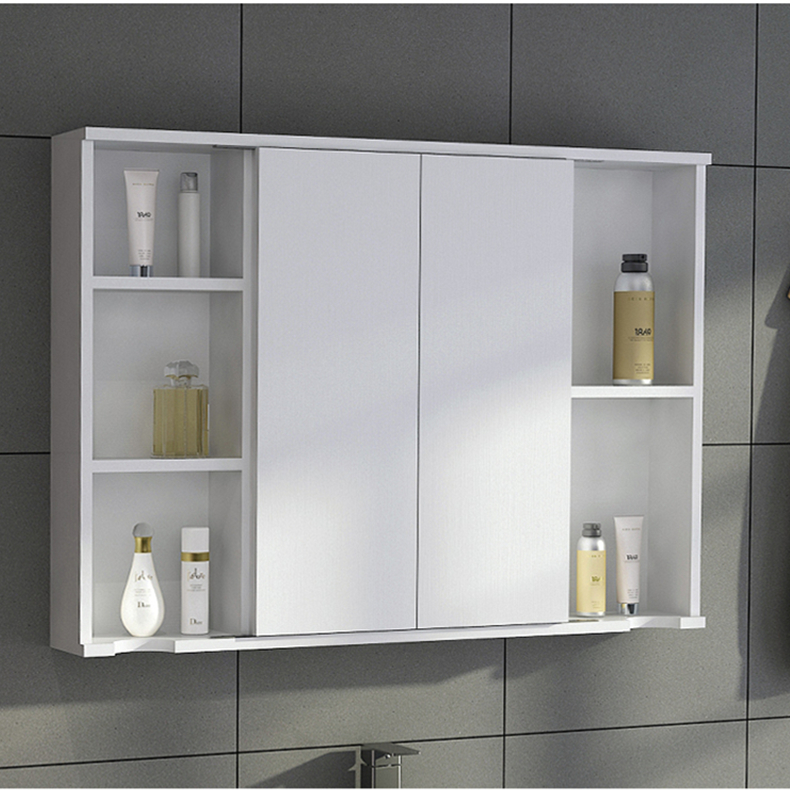 Concealed folding folds Feng Shui Solid Wood Wall-mounted Bathroom Mirror Cabinet Toilet Hanging Wall Style Dressing Room Mirror Box Shelve Mirror