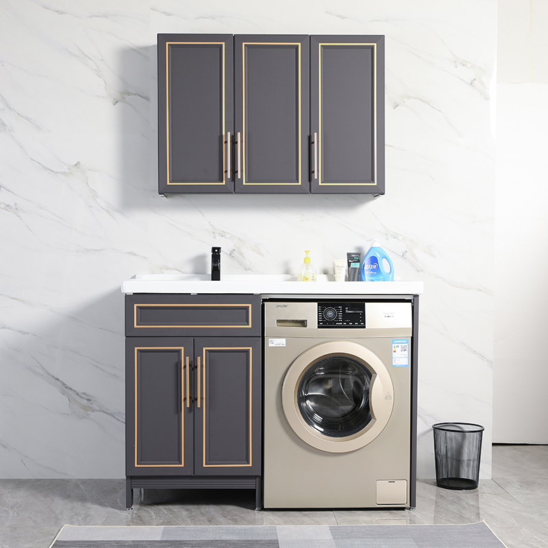 Ceramic Laundry Wardrobe Balcony Washing Machine Integrated Cabinet Washbasin with Washboard Pool Basin Companion Bathroom Cabinet Combination