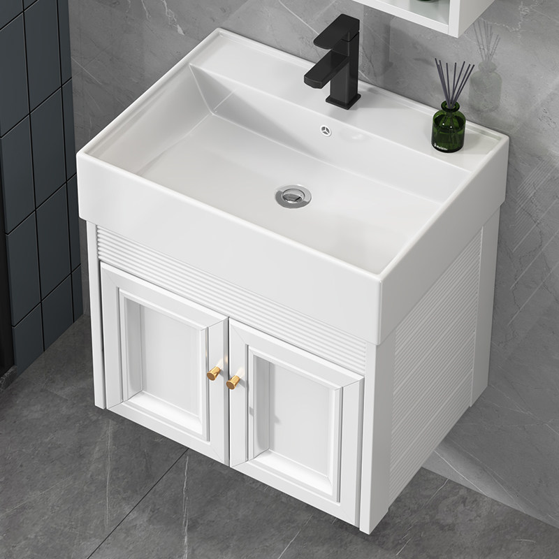 Bathroom cabinet hanging cabinet narrow side long art space aluminum small apartment toilet wash face wash balcony wash basin combination - Taobao