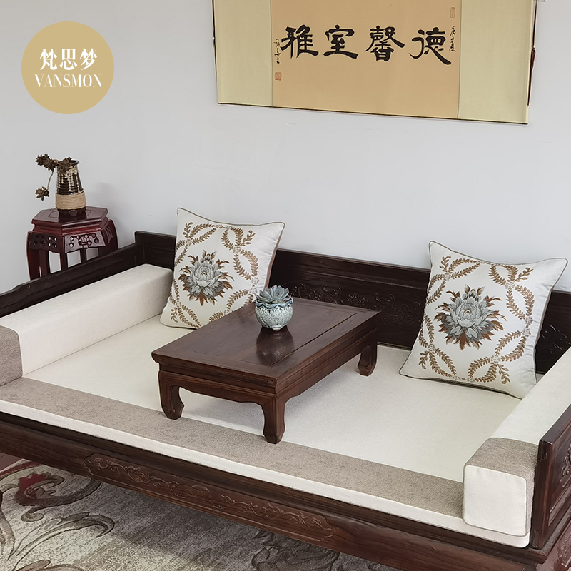 Mahogany sofa cushion Luohan mattress five-piece non-slip modern new Chinese high-end furniture cushion custom cushion - Taobao