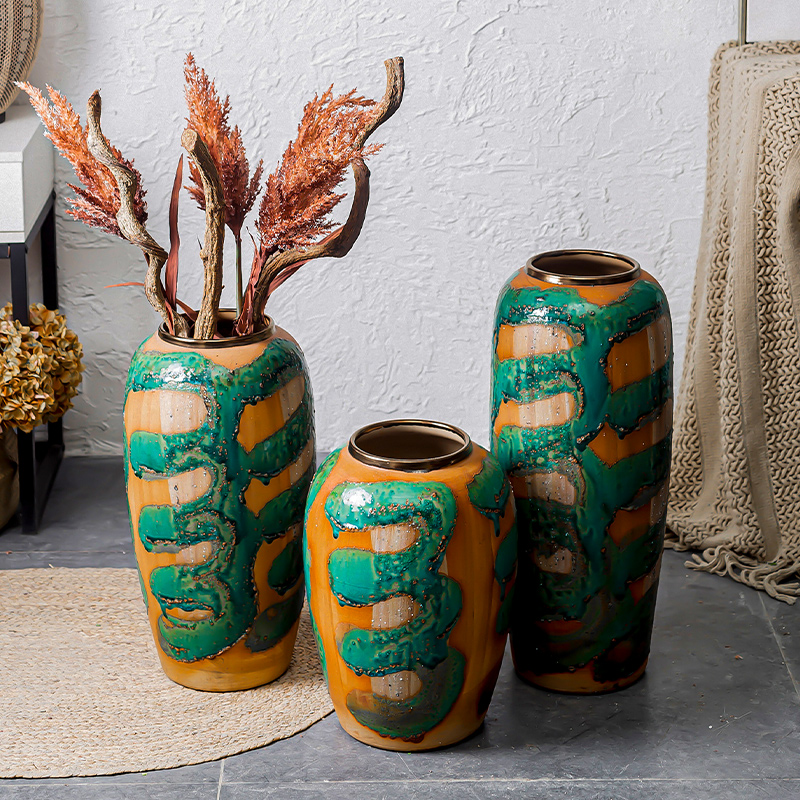 Checking out retro furnishing articles do old coarse TaoHua device inserted dried flower POTS ceramic vase of large courtyard zen flowerpot
