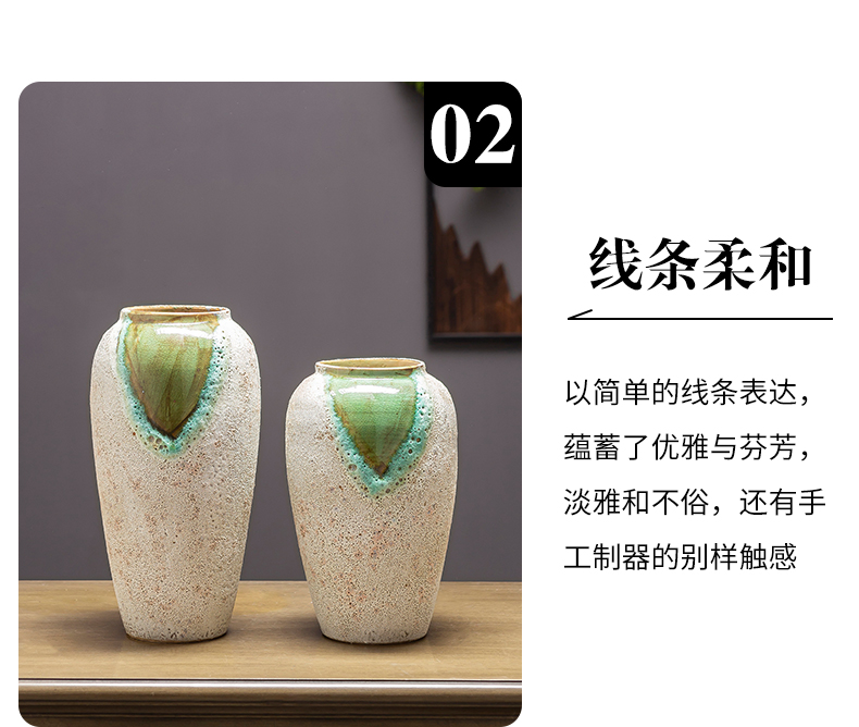 Jingdezhen ceramic floret bottle furnishing articles sitting room flower arranging retro rough some ceramic pot dry flower hydroponics vase flowerpot clearance