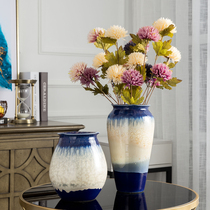 European ceramic small vase Hydroponic simple creative ornaments Living room flowers inserted dry blue flower Jingdezhen