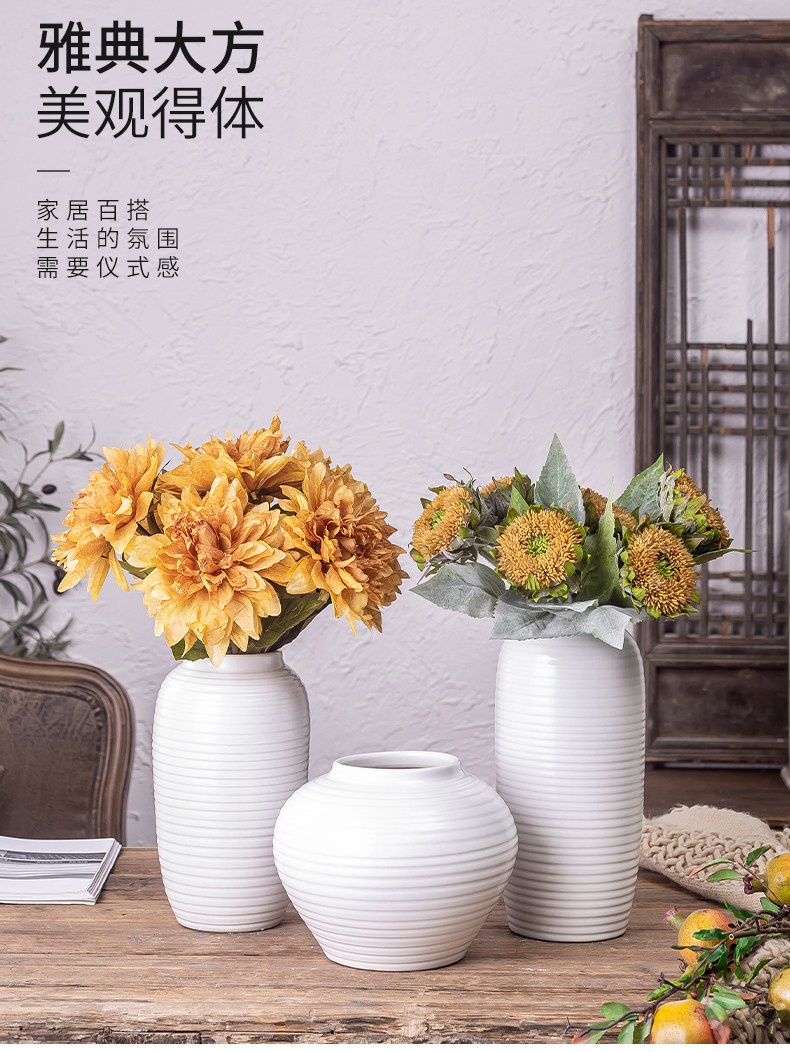 The white ceramic hydroponic bottle Jane modern Nordic furnishing articles living room flower arrangement table dry flower vase suits for