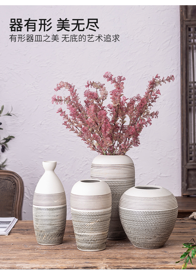 Jingdezhen ceramic decoration of new Chinese style living room TV cabinet mesa of dried flower flower arranging retro table vase furnishing articles