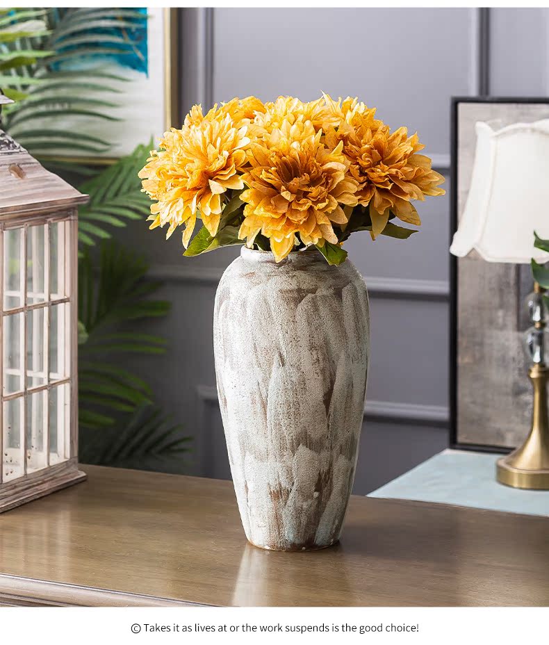 Jingdezhen ceramic vase coarse pottery dry flower arranging flowers restore ancient ways do old earthenware jar flower pot sitting room place soft decoration