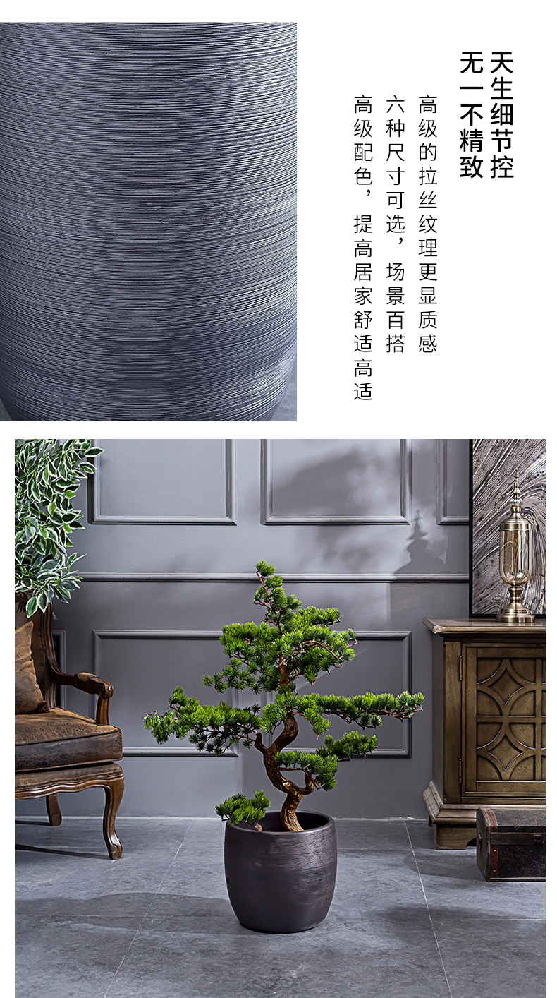 Large ceramic flower pot Nordic simple villa decoration furnishing articles new black clay ceramic Large hydroponic plant POTS