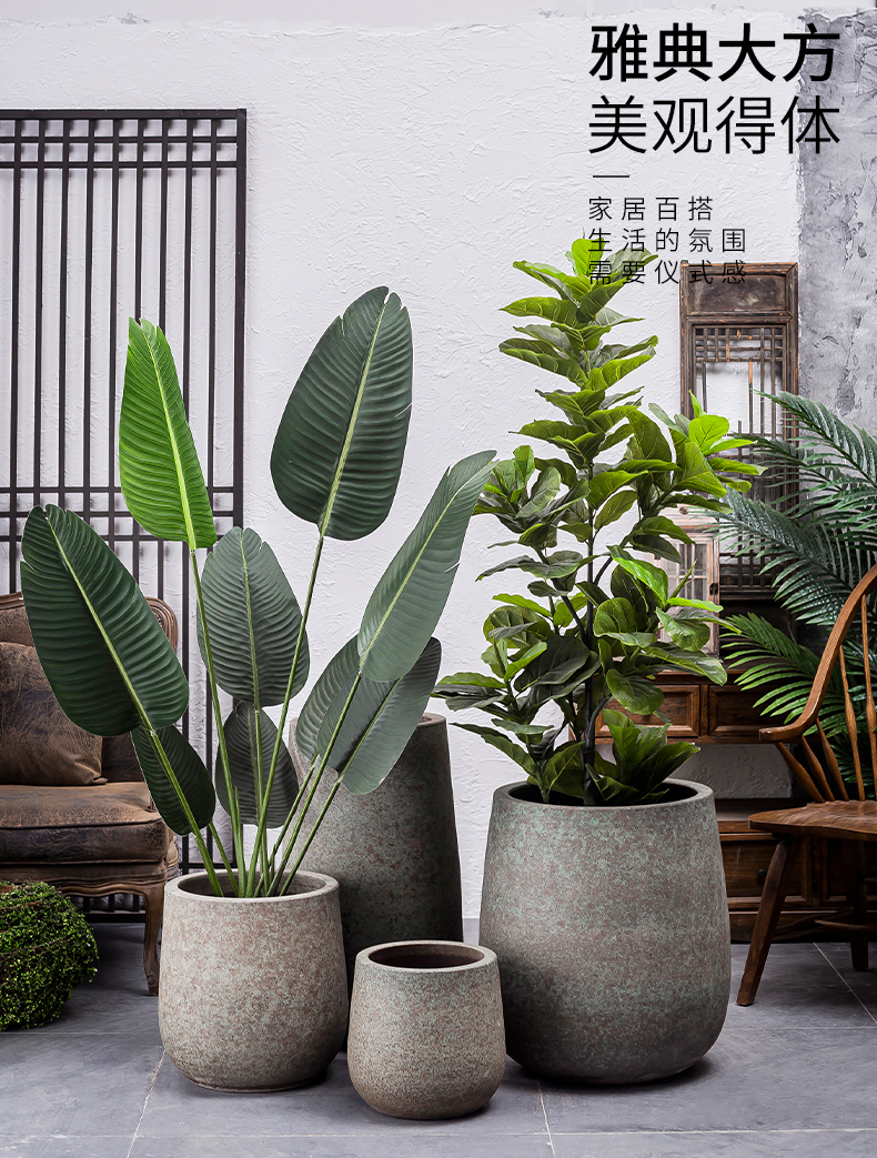 Retro ceramic flower pot home sitting room extra large hydroponic money plant wide expressions using Scandinavian simplicity vase combination package mail