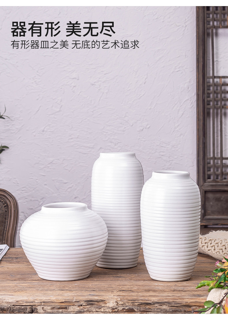 The white ceramic hydroponic bottle Jane modern Nordic furnishing articles living room flower arrangement table dry flower vase suits for