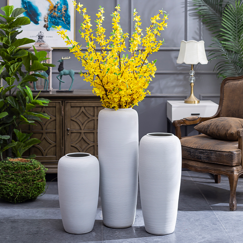 Retro coarse pottery big POTS of large white vase dried flowers flower arrangement sitting room adornment furnishing articles contracted nostalgia