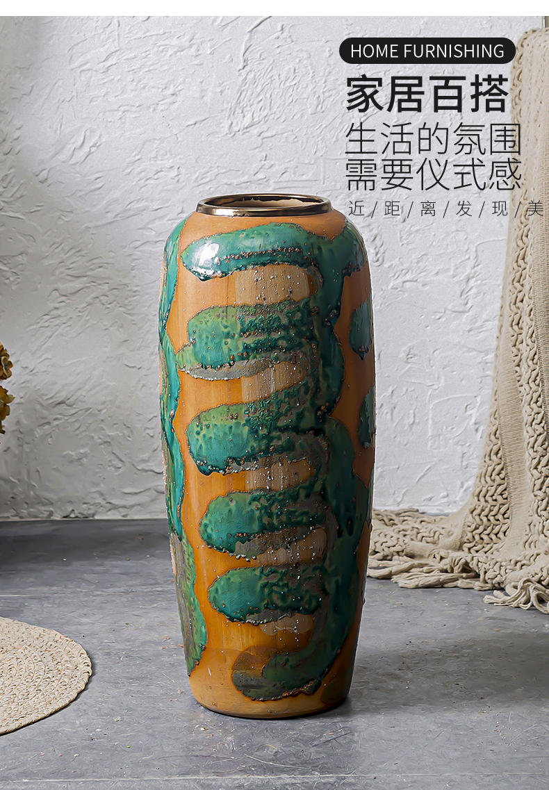 Checking out retro furnishing articles do old coarse TaoHua device inserted dried flower POTS ceramic vase of large courtyard zen flowerpot