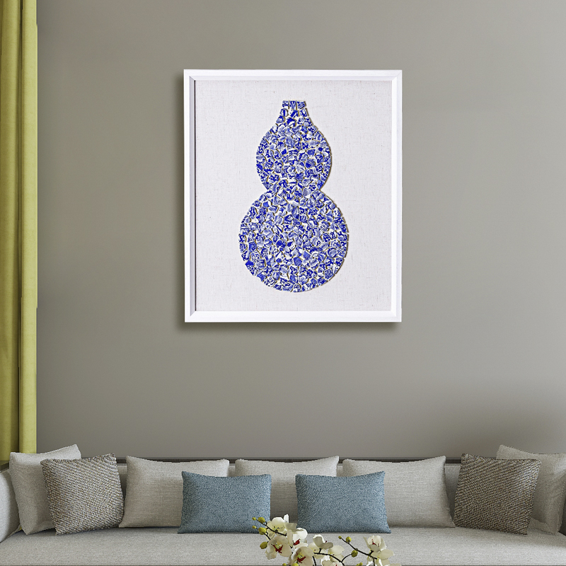 Sitting room background wall adornment ceramics restaurant study of new Chinese style bedroom stereograph blue and white porcelain plate hand - made of hang a picture