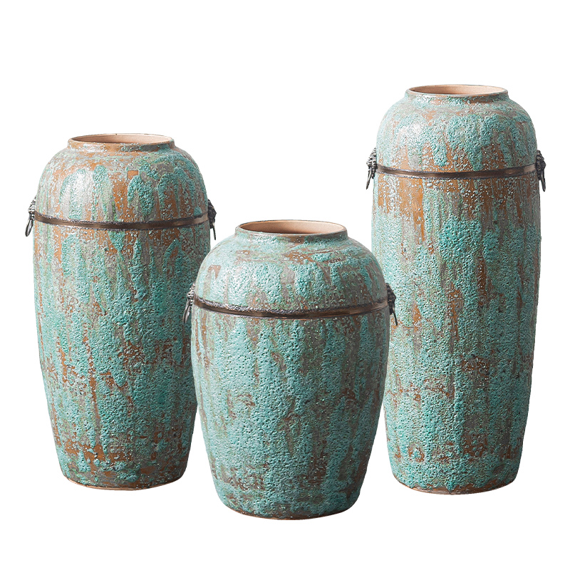 Contracted and modern flower arrangement sitting room place jingdezhen ceramic vase landing coarse pottery dried flower flower implement Chinese pottery
