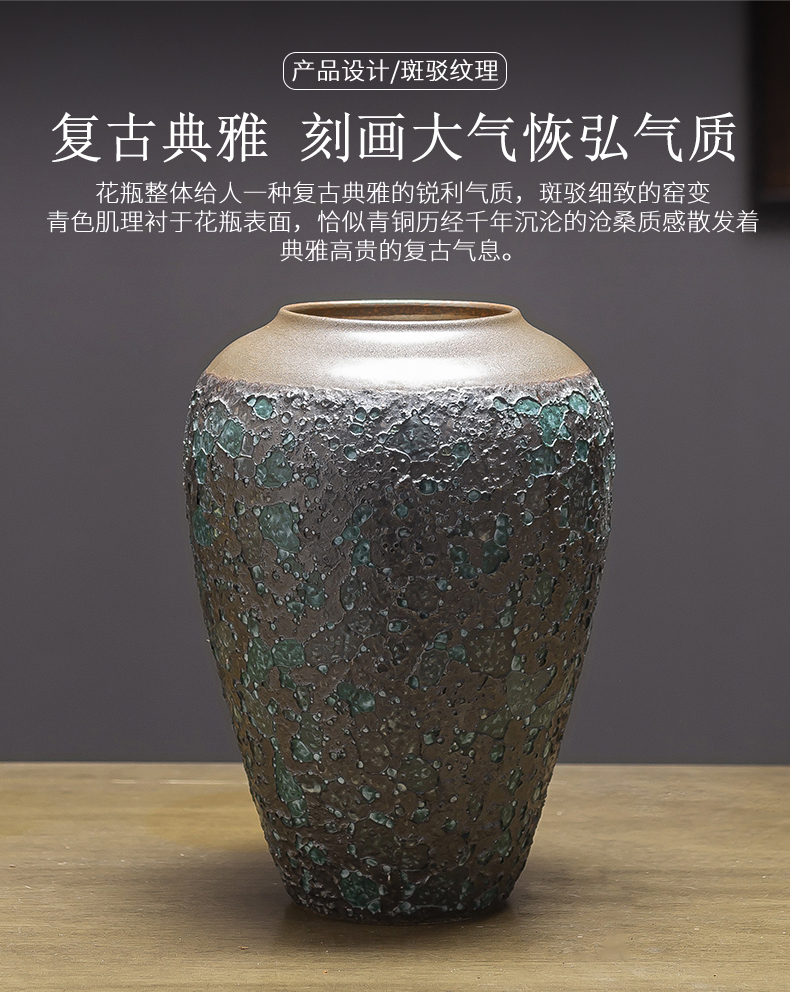 Jingdezhen ceramic decoration of the new Chinese style porch sitting room TV ark, flower arranging zen table dry flower vases, furnishing articles