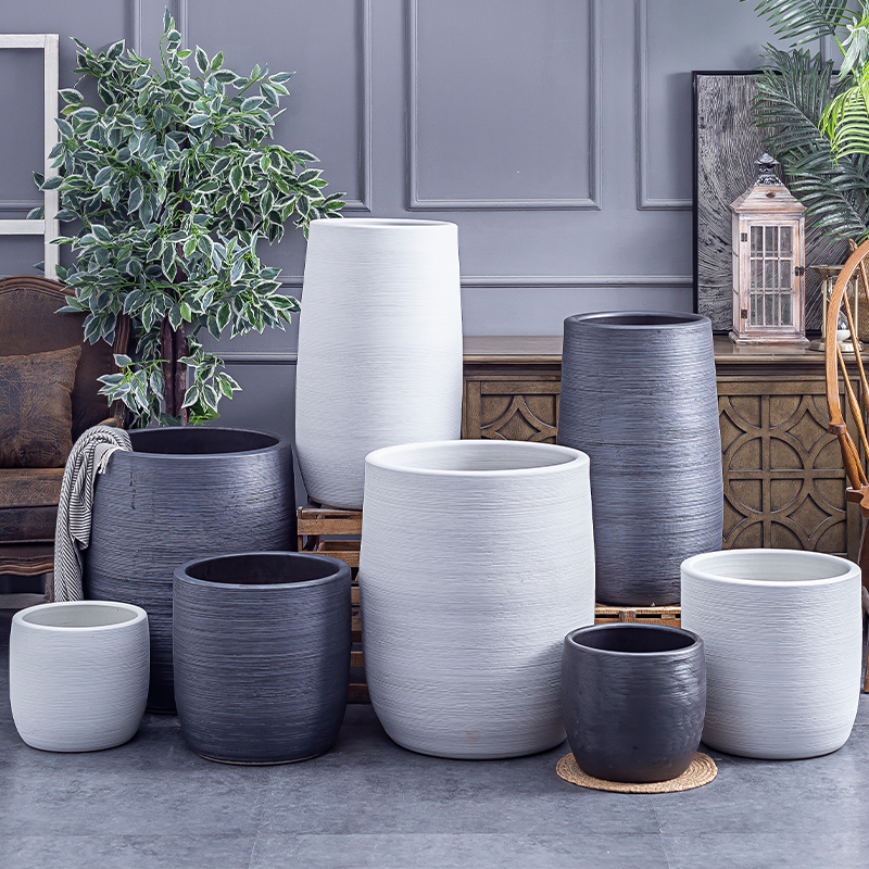 Large ceramic flower pot Nordic modern contracted villa decoration furnishing articles creative clay ceramic Large hydroponic plant POTS