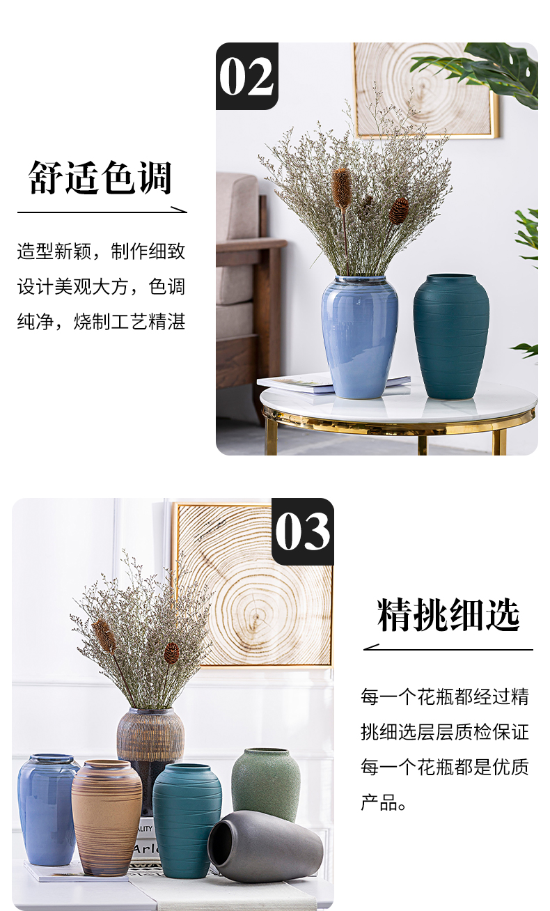 Small and pure and fresh see colour transparent ceramic vase hydroponic other European sitting room of rural household furnishing articles dried flowers in the vase