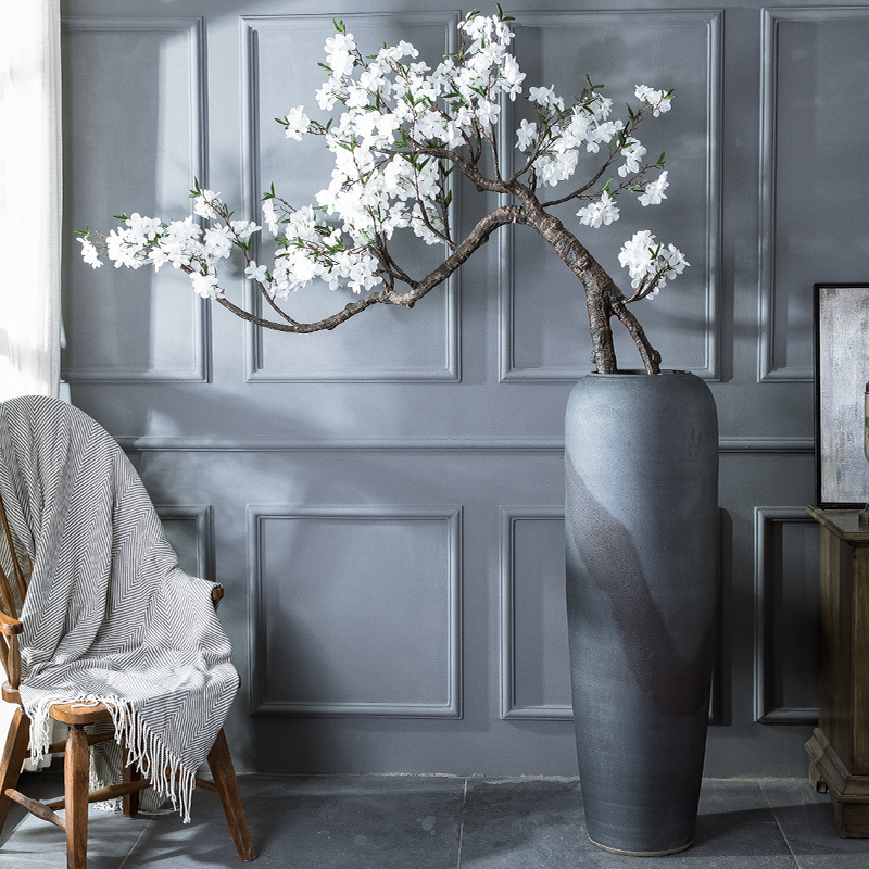 Jingdezhen vintage vase manual coarse landing some ceramic pot sitting room dry flower, flower implement hotel big flowerpot flower arranging furnishing articles