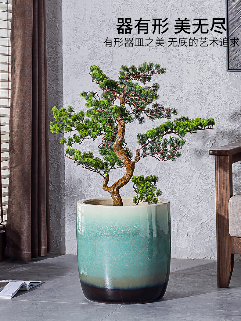 New Chinese style originality ground flower arranging green plant ceramic flower decoration to the hotel villa furnishing articles vase is big flower pot