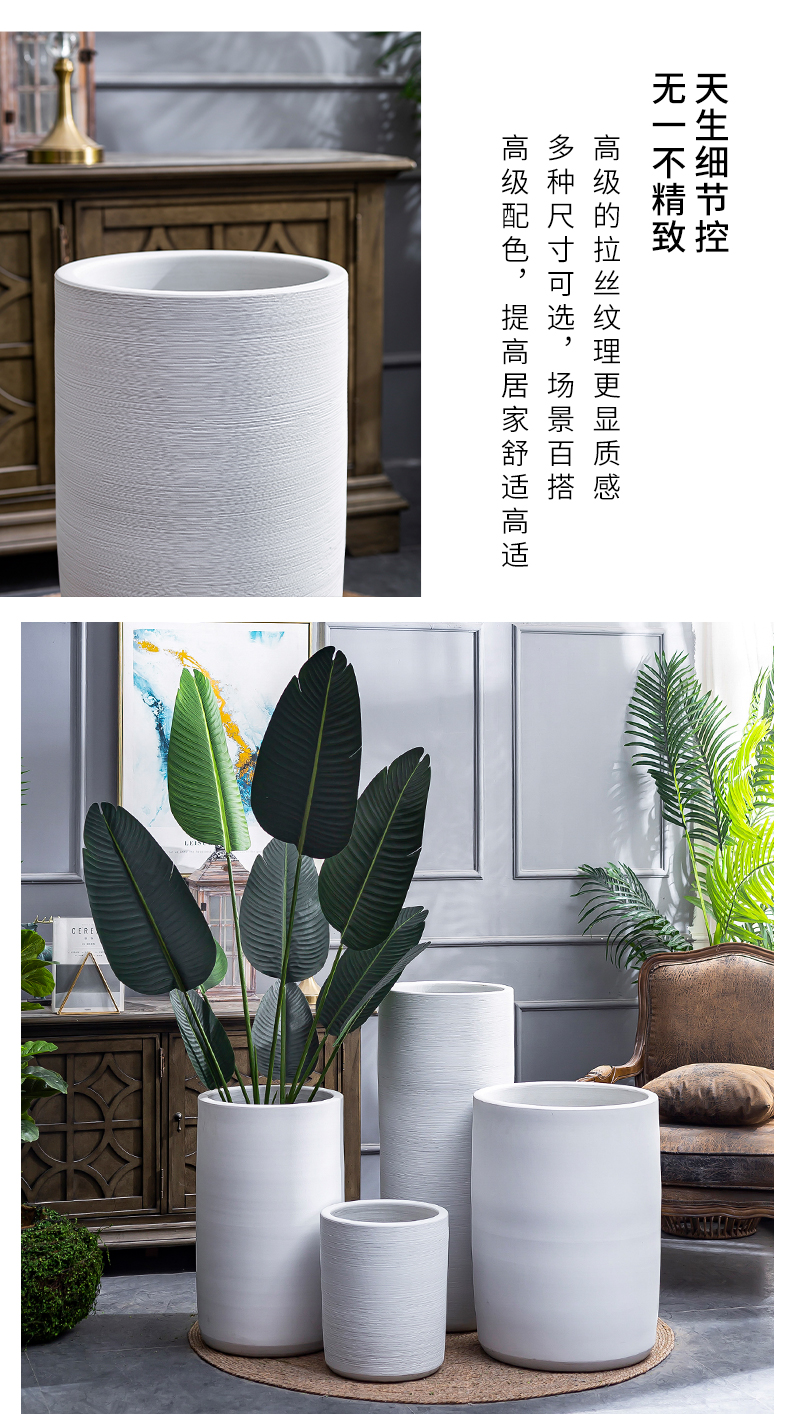 I and contracted large pot villa interior furnishing articles ceramic large ground the plants green plant white vase