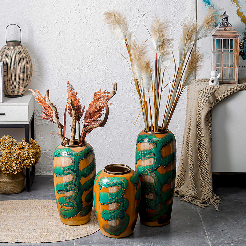 Checking out retro furnishing articles do old coarse TaoHua device inserted dried flower POTS ceramic vase of large courtyard zen flowerpot