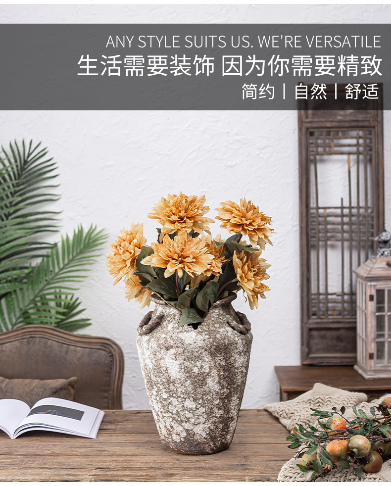 Coarse pottery flowerpot round POTS big yards pottery cylinder happens the diameter of inside and outside the balcony convergent flowerpot Coarse pottery basin combination