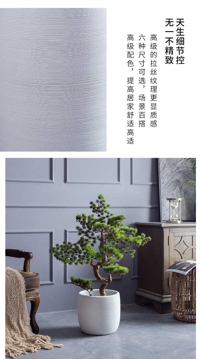 Creative contracted big ceramic vase furnishing articles sitting room ground flower arranging the Nordic decorate household green plant flowers, flower pot cylinder