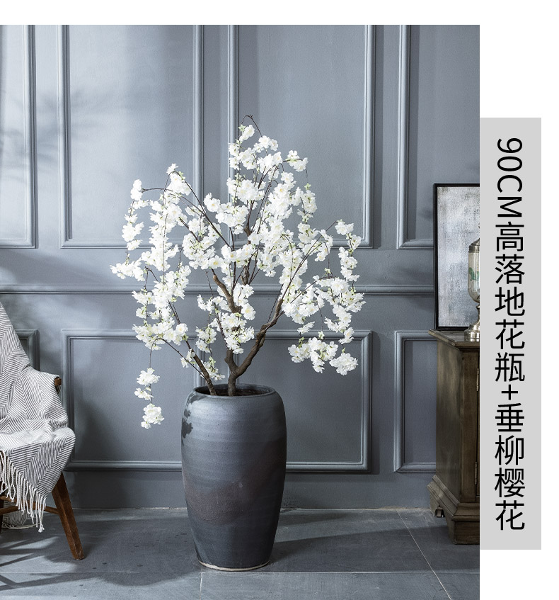Jingdezhen vintage vase manual coarse landing some ceramic pot sitting room dry flower, flower implement hotel big flowerpot flower arranging furnishing articles