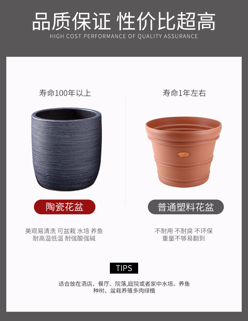 Large ceramic flower pot Nordic modern contracted villa decoration furnishing articles creative clay ceramic Large hydroponic plant POTS