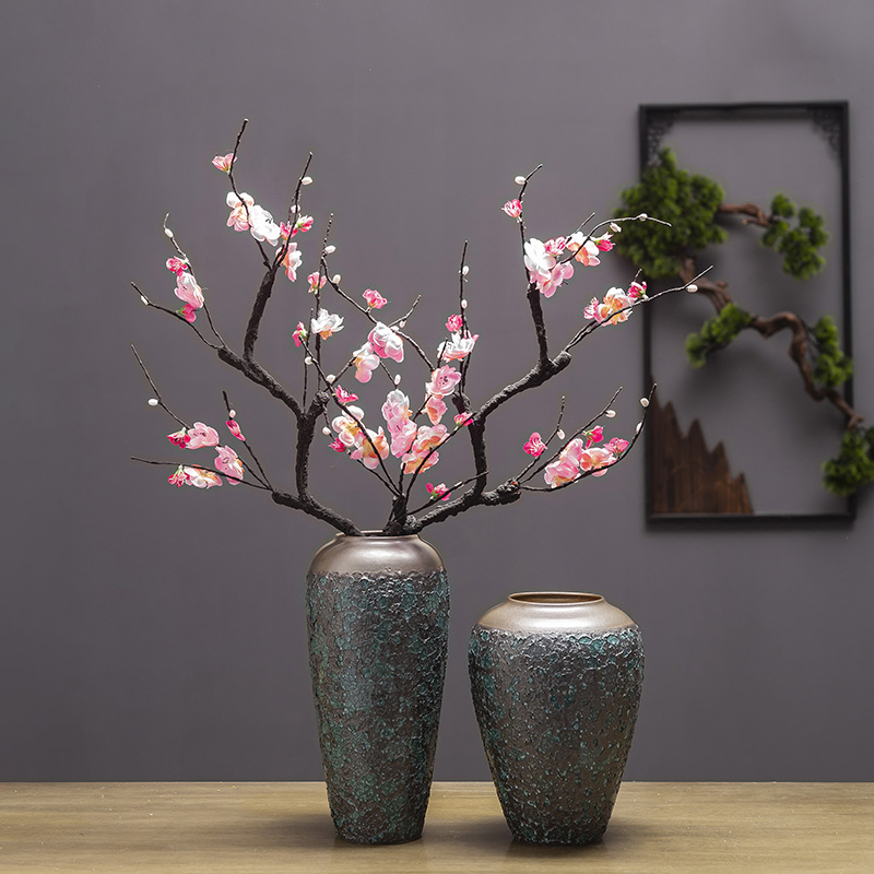 Jingdezhen ceramic decoration of the new Chinese style porch sitting room TV ark, flower arranging zen table dry flower vases, furnishing articles