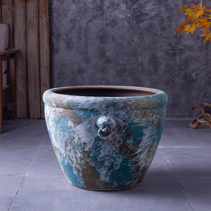 Jingdezhen ceramic retro VAT water lily tank floor furnishing articles courtyard garden coarse pottery manual water basin of water