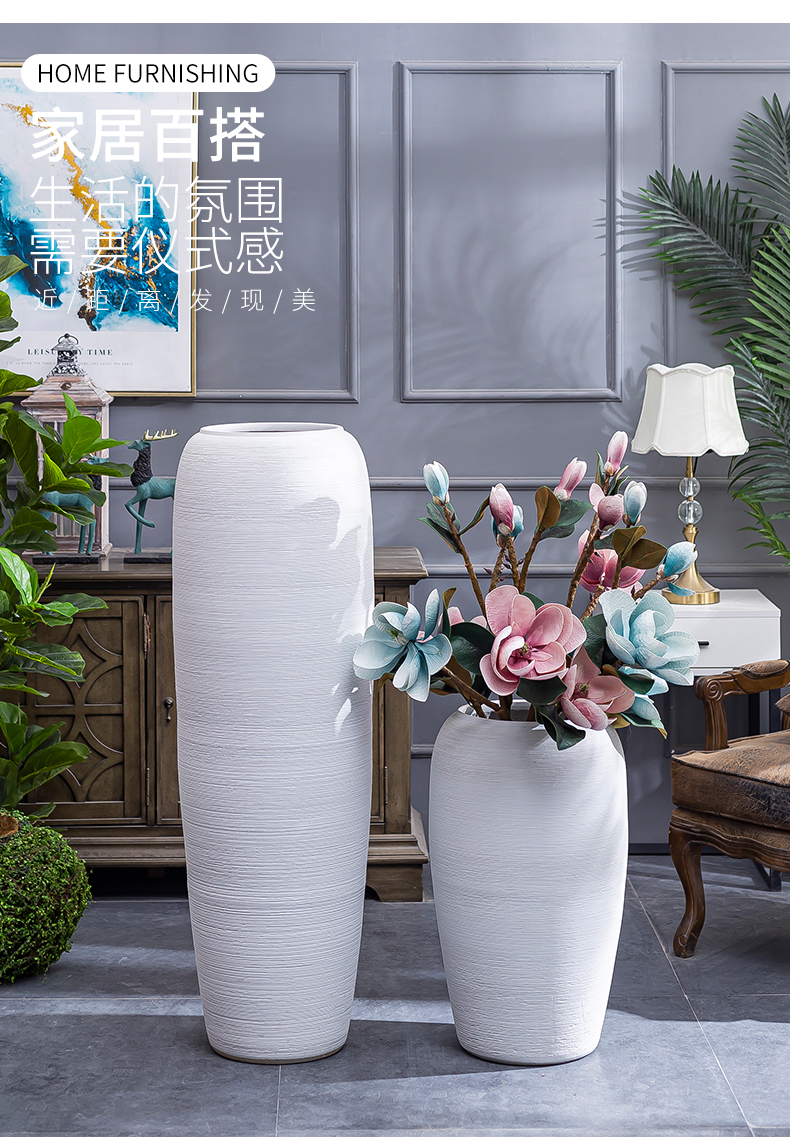 Jingdezhen coarse pottery Nordic white vase of large sitting room dry flower arranging flowers decorative furnishing articles contracted and I wind