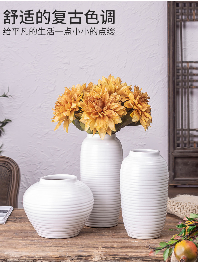 The white ceramic hydroponic bottle Jane modern Nordic furnishing articles living room flower arrangement table dry flower vase suits for