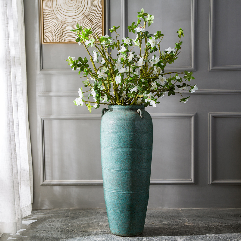 Simulation modelling of azalea flowers, silk flower branches home decoration Chinese zen ceramic vases, flower art