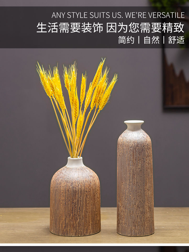 New frosted vertical stripes ceramic vase creative Nordic hydroponic flower arrangement, household soft outfit furnishing articles example room table