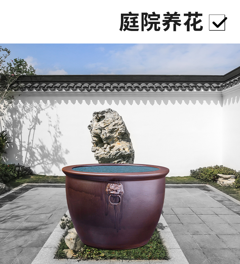 Jingdezhen ceramic goldfish bowl courtyard tank fish balcony cylinder home sitting room aquarium turtle pond lily lotus basin