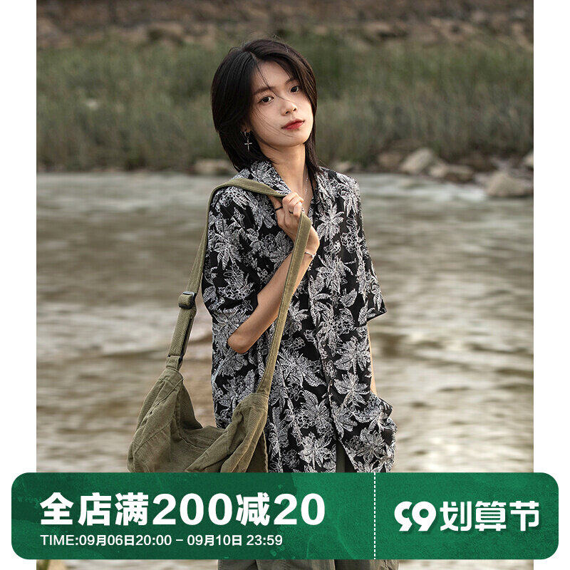 OFFBORD Hawaiian holiday style short-sleeved floral shirt men's summer thin Japanese cityboy men's shirt