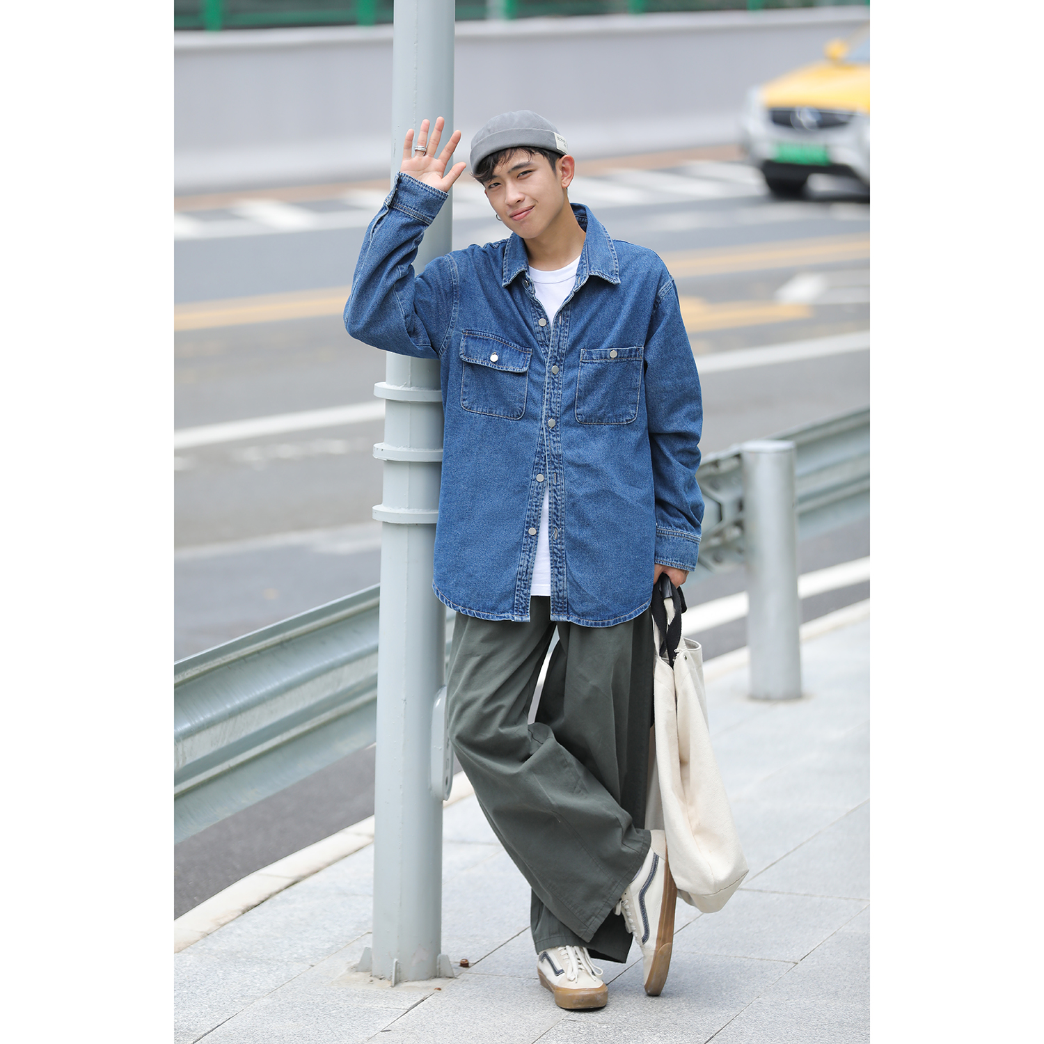 OFFBORD Day Tide Cards Retro Denim Jacket Men's Fall Blue Loose Tooling Jacket Boys' Jacket