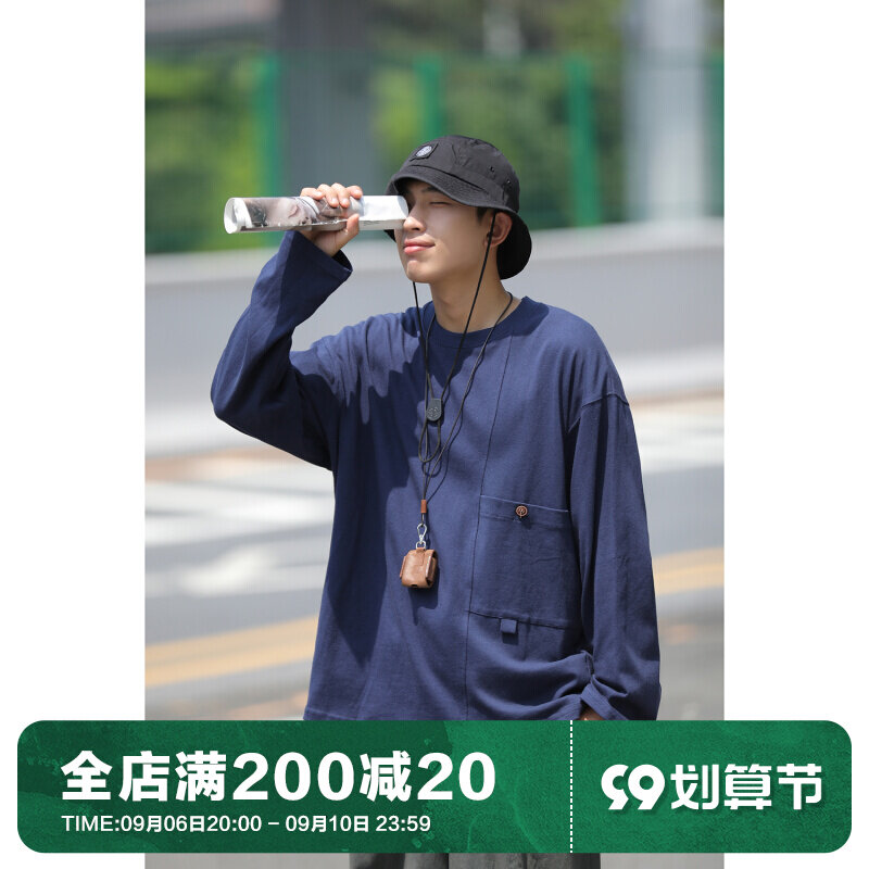 OFFBORD Japanese tide brand cotton long-sleeved T-shirt men's autumn loose cityboy boys round neck inner clothes