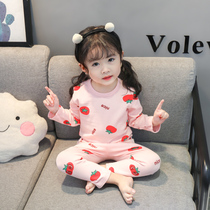 Childrens autumn clothes and trousers set new girls baby underwear warm cotton sweater cotton winter children pajamas spring and autumn