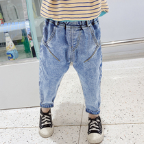 Girls jeans spring clothes 2021 new childrens trousers baby spring autumn foreign style loose wear pants tide