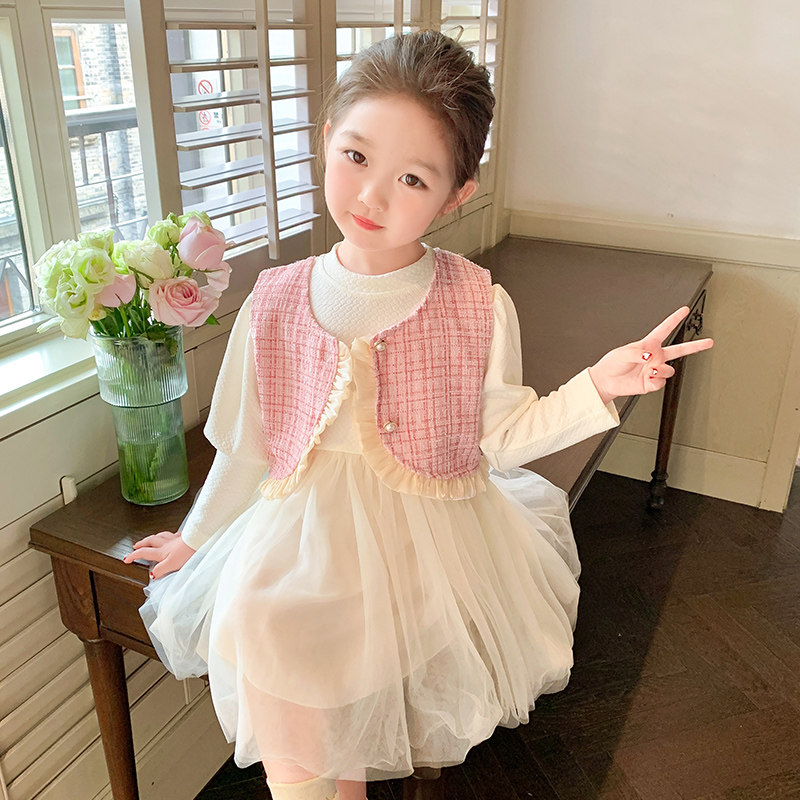 Girl's autumn clothes suit 2023 new children foreign air small fragrant wind Machia women baby spring autumn season trendy dress-Taobao
