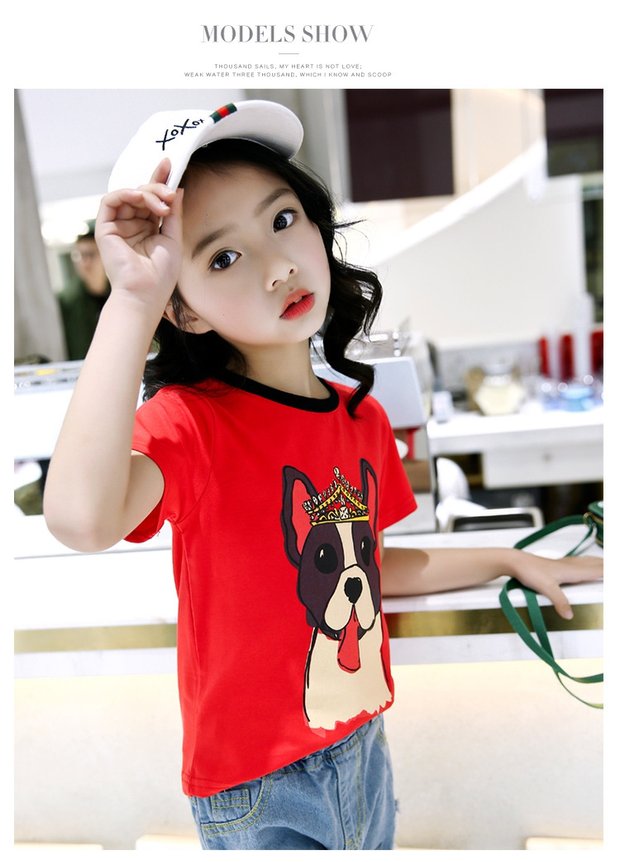 Trẻ em mặc váy ngắn tay mùa hè 2019 Cô bé Zhongda dễ thương áo thun thủy triều một thế hệ - Khác đồ bé gái