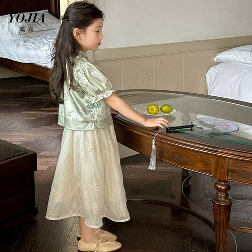 Летнее ханьфу, юбка на девочку, комплект, детская одежда, китайский стиль
