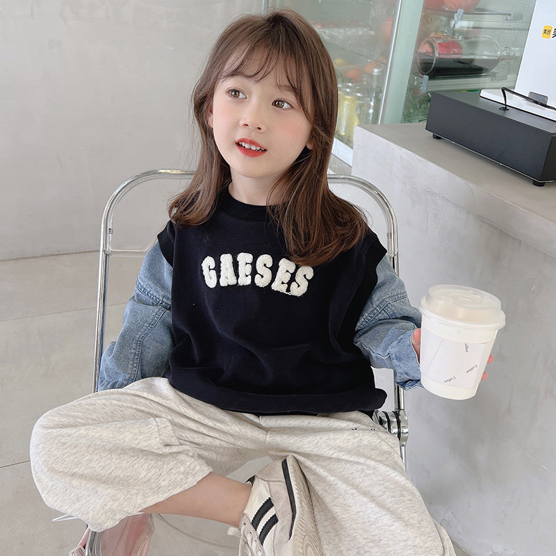 yojia girl's spring autumn holiday two fried street sweatshirt children dress 2022 spring dress new children's foreign palate baby blouse